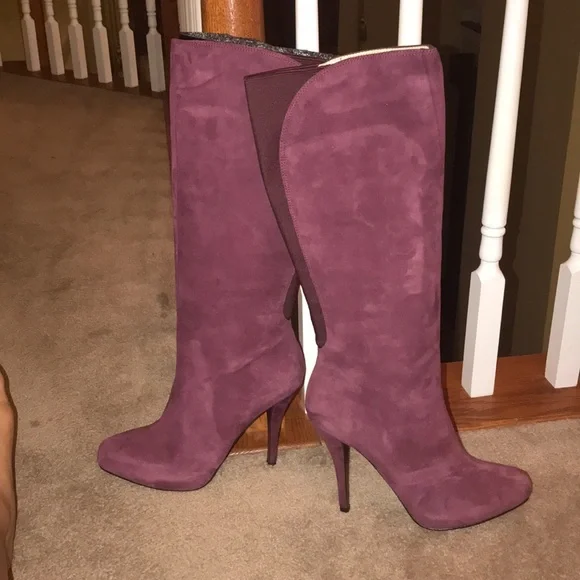 Enzo Angiolini NWT burgundy real suede elasticized calfplatform boots …